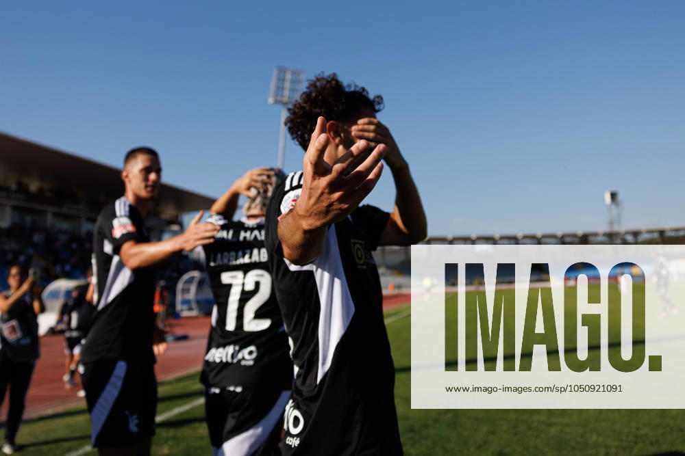 Liga Portugal game between Casa Pia AC Vs Moreirense FC in Rio Maior, Portugal - 14 Sept 2024 Nuno Moreira (Casa Pia AC) celebrates after scoring goal during Liga Portugal game between teams of Casa Pia AC and Moreirense FC at Estadio Municipal Rio Maior. Final Score: Casa Pia 3 : 1 Moreirense FC. Rio Maior Portugal