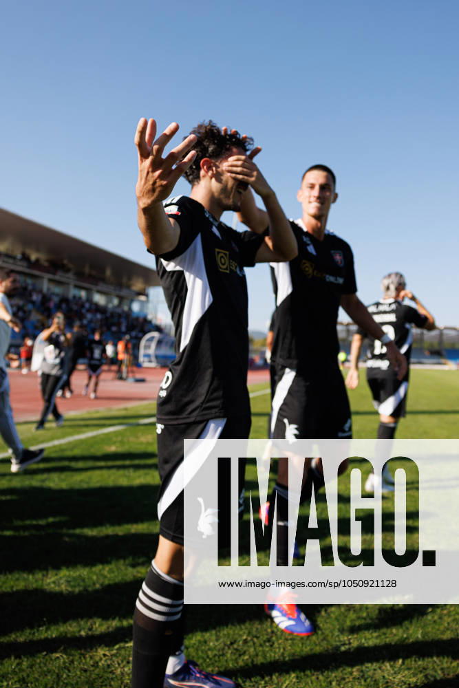 Liga Portugal game between Casa Pia AC Vs Moreirense FC in Rio Maior, Portugal - 14 Sept 2024 Nuno Moreira (Casa Pia AC) celebrates after scoring goal during Liga Portugal game between teams of Casa Pia AC and Moreirense FC at Estadio Municipal Rio Maior. Final Score: Casa Pia 3 : 1 Moreirense FC. Rio Maior Portugal