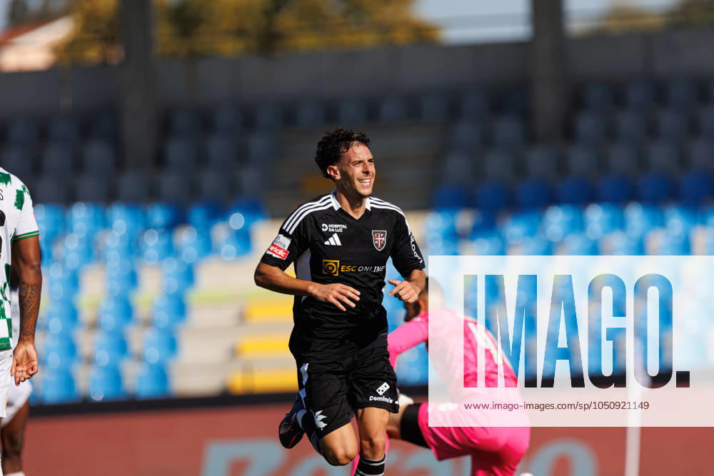 Liga Portugal game between Casa Pia AC Vs Moreirense FC in Rio Maior, Portugal - 14 Sept 2024 Nuno Moreira (Casa Pia AC) celebrates after scoring goal during Liga Portugal game between teams of Casa Pia AC and Moreirense FC at Estadio Municipal Rio Maior. Final Score: Casa Pia 3 : 1 Moreirense FC. Rio Maior Portugal