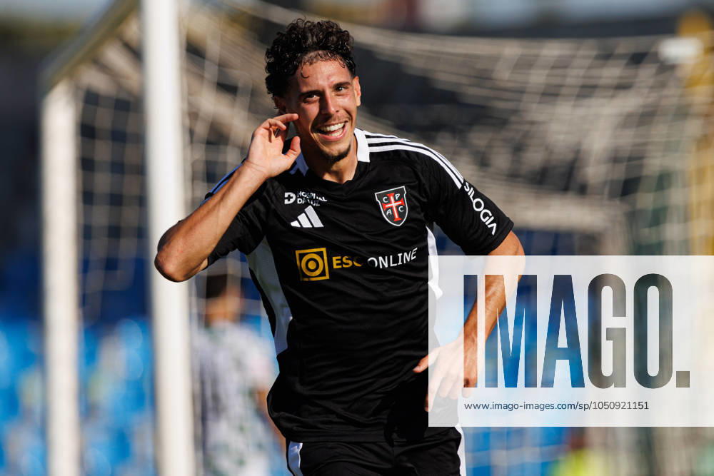 Liga Portugal game between Casa Pia AC Vs Moreirense FC in Rio Maior, Portugal - 14 Sept 2024 Nuno Moreira (Casa Pia AC) celebrates after scoring goal during Liga Portugal game between teams of Casa Pia AC and Moreirense FC at Estadio Municipal Rio Maior. Final Score: Casa Pia 3 : 1 Moreirense FC. Rio Maior Portugal
