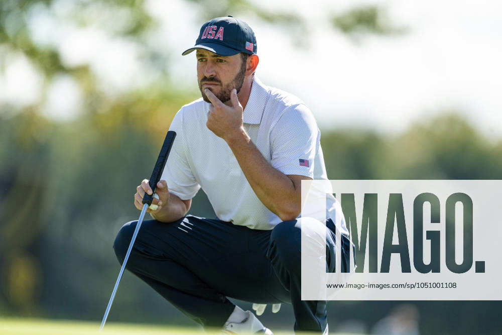MONTREAL, QC - SEPTEMBER 26: Team USA golfer Patrick Cantlay on the third green at the 2024 Presidents Cup on September 26, 2024 at The Royal Montreal Golf Club in Montreal, QC (Photo by Vincent Ethier Icon Sportswire) GOLF: SEP 26 Presidents Cup Icon240926101