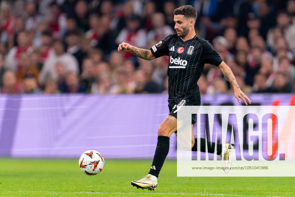 2024-09-26 AFC Ajax v Besiktas JK - UEFA Europa League 2024 25 League Phase MD1 AMSTERDAM, NETHERLANDS - SEPTEMBER 26: Rafa Silva of Besiktas JK in action during the UEFA Europa League 2024 25 League Phase MD1 match between AFC Ajax and Besiktas JK at Johan Cruijff Arena on September 26, 2024 in Amsterdam, Netherlands. Amsterdam Johan Cruijff Arena Netherlands Content not available for redistribution in The Netherlands directly or indirectly through any third parties.