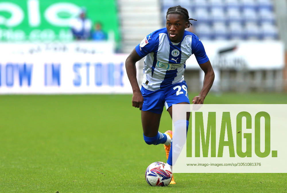 Wigan Athletic v Exeter City EFL Sky Bet League 1 28 09 2024. Wigan Athletic forward Silko Thomas (29) with ball during the EFL Sky Bet League 1 match between Wigan Athletic and Exeter City at the Brick Community Stadium, Wigan, England on 28 September 2024. Wigan Brick Community Stadium Greater Manchester England Editorial use only DataCo restrictions apply See www.football-dataco.com ,