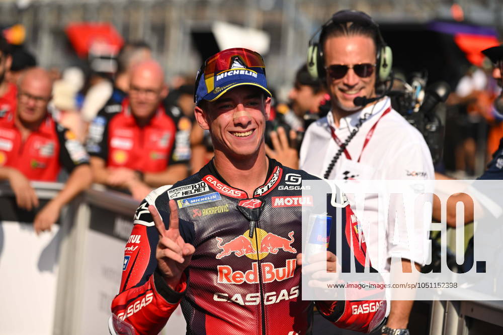 ACOSTA Pedro (spa), Tech3 GasGas Factory Racing, GasGas RC16, portrait, celebrating his second place during the 2024 MotoGP Pertamina Grand Prix of Indonesia on Pertamina Mandalika International Street Circuit from September 27 to 29, in Central Lombok, Indonesia - MOTO - MOTO GP - GRAND PRIX OF INDONESIA 2024 DPPI Panoramic 2024 15 GP Indonesia 91395