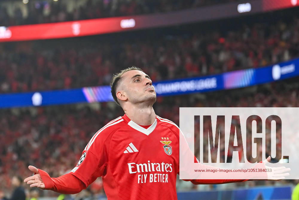 Portugal, Lisbon 2 October 2024 Uefa Champions League phase 2024 25 Matchday 2, S L Benfica Atletico de Madrid v l , Kerem Aktürkoglu S L Benfica Torjubel, Goal celebration, celebrate the goal