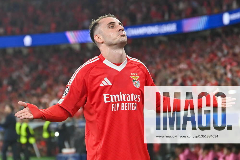 Portugal, Lisbon 2 October 2024 Uefa Champions League phase 2024 25 Matchday 2, S L Benfica Atletico de Madrid v l , Kerem Aktürkoglu S L Benfica Torjubel, Goal celebration, celebrate the goal
