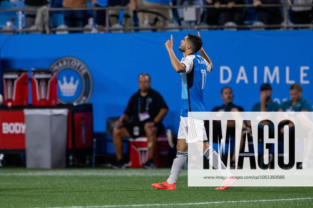 Charlotte FC forward Liel Abada (11) celebrates after a goal during the second half against the Chicago Fire in the Major League Soccer match up at Bank of America Stadium in Charlotte, NC. ( CSM) Charlotte United States - ZUMAc04_ 20241002_zma_c04_060