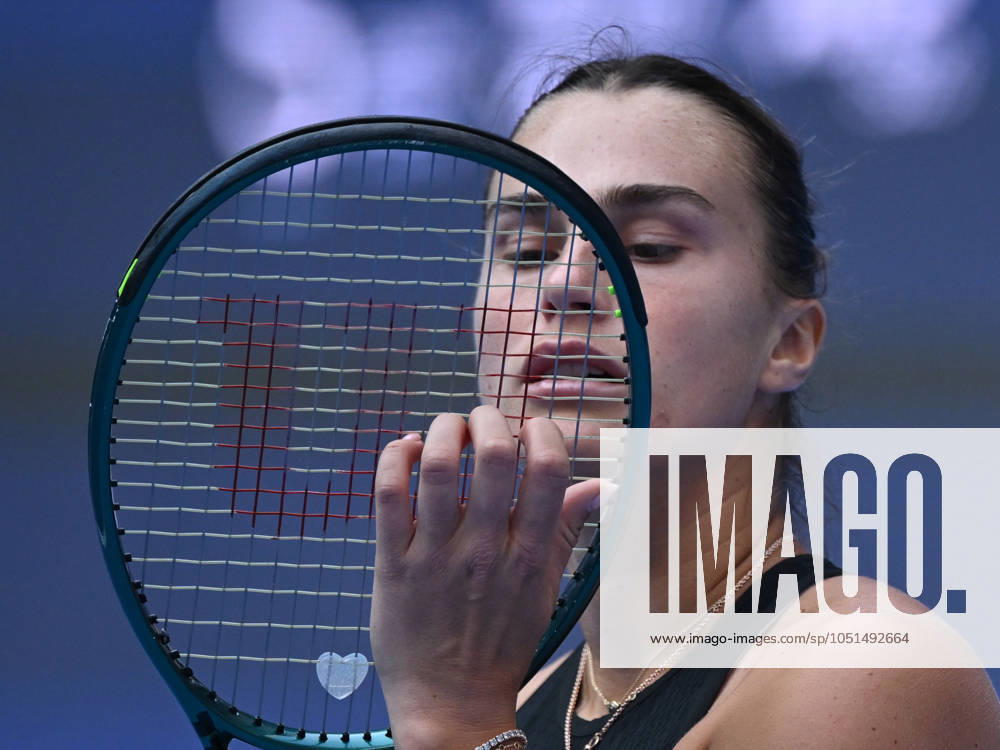 (241004) -- BEIJING, Oct. 4, 2024 -- Aryna Sabalenka reacts during the women s singles quarterfinal match between Karolina Muchova of the Czech Republic and Aryna Sabalenka of Belarus at the 2024 China Open tennis tournament in Beijing, China, Oct. 4, 2024 ) (SP)CHINA-BEIJING-TENNIS-CHINA OPEN-WOMEN S SINGLES(CN) ZhangxLong