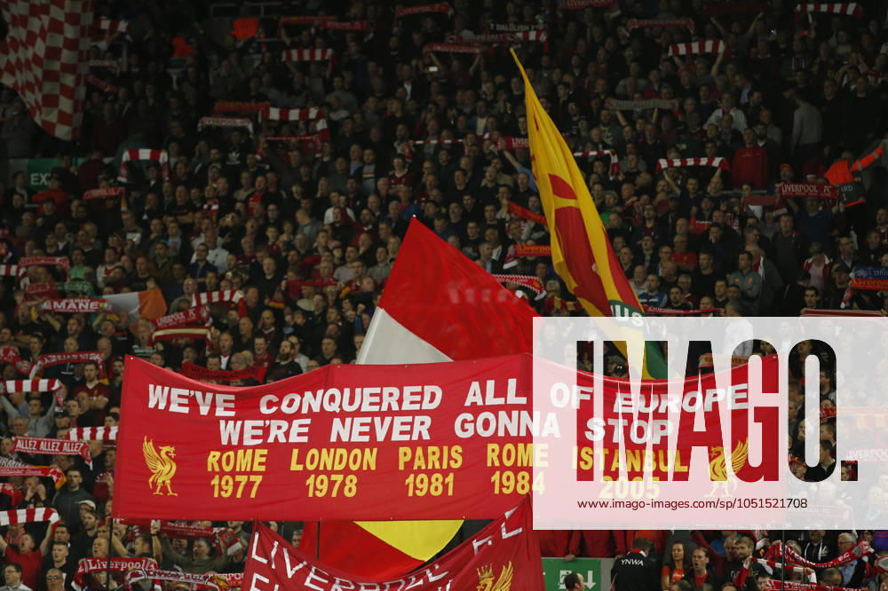 Liverpool v Paris Saint-Germain - UEFA Champions League - Group C - Anfield September 18, 2018 - Liverpool, United Kingdom - Liverpool Spion Kop before kick off during the UEFA Champions League - Group C match at the Anfield Stadium, Liverpool. Picture date 18th September 2018. Picture credit should read: Andrew Yates Sportimage Liverpool United Kingdom