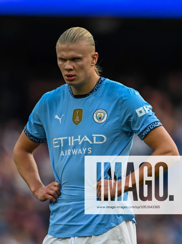 Manchester City v Fulham Premier League Erling Haaland of Manchester City during the Premier League match at the Etihad Stadium, Manchester UK Newspapers OUT