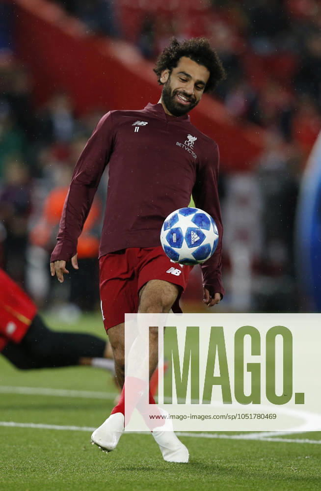 Liverpool v Paris Saint-Germain - UEFA Champions League - Group C - Anfield September 18, 2018 - Liverpool, United Kingdom - Liverpool forward Mohamed Salah warms up before the UEFA Champions League - Group C match at the Anfield Stadium, Liverpool. Picture date 18th September 2018. Picture credit should read: Andrew Yates Sportimage Liverpool United Kingdom