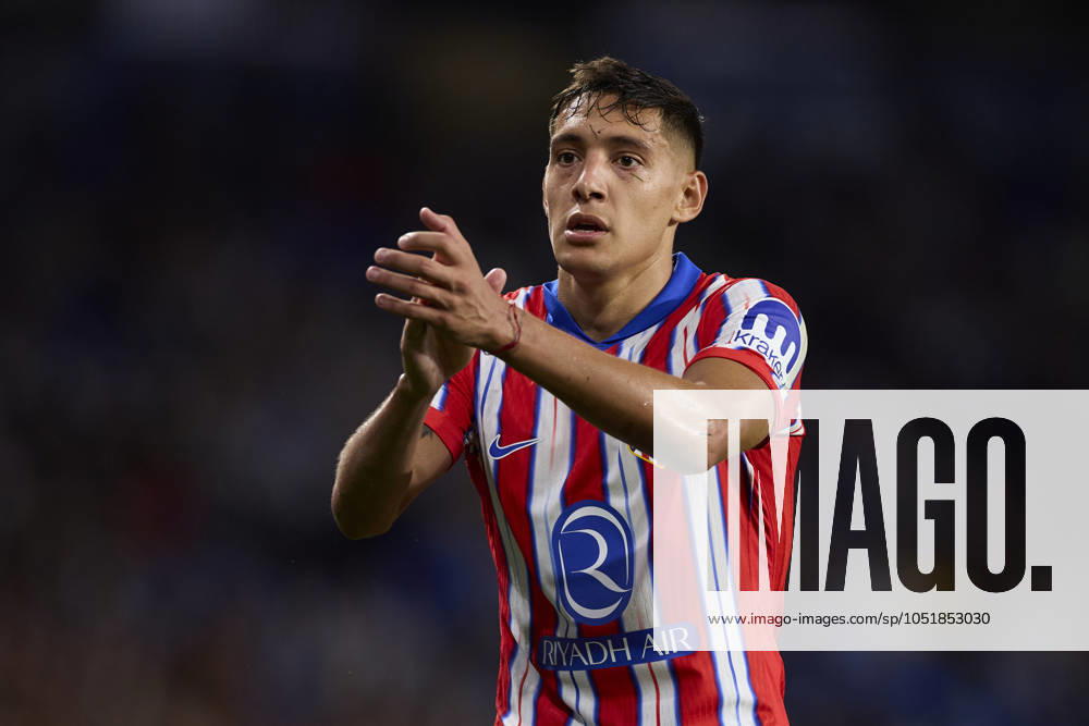 LaLiga EA Sports - Real Sociedad v Atletico de Madrid Nahuel Molina of Atletico de Madrid reacts during the LaLiga EA Sports match between Real Sociedad and Atletico de Madrid at Reale Arena on October 6, 2024, in San Sebastian, Spain. San Sebastian Reale Arena Basque Country Spain RL_RSOvATM_000128