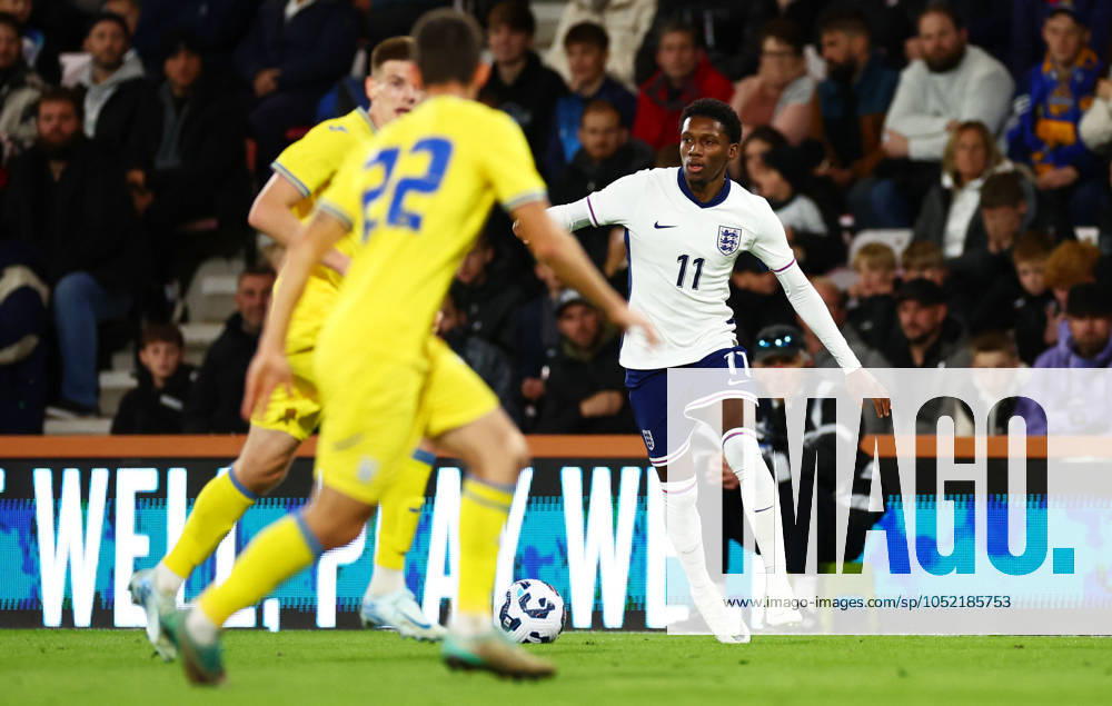 Jaden Philogene of England. England U21, U 21 v Ukraine U21, UEFA U21 Championship 2025 Qualification, Group F, Football, Vitality Stadium, Bournemouth, UK, 11 Oct 2024