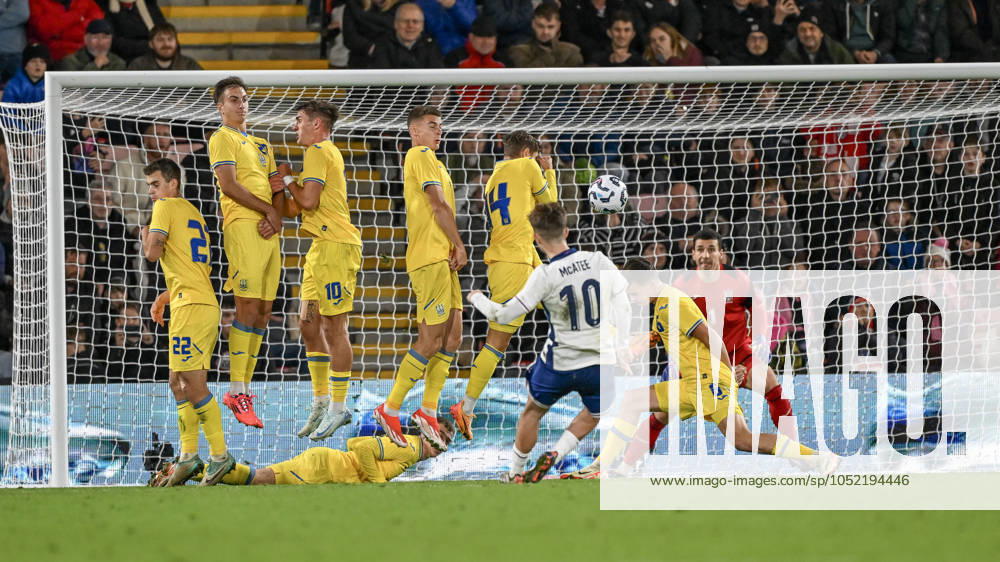 England Under 21 v Ukraine Under w1 UEFA EURO, EM, Europameisterschaft,Fussball U21, U 21 2025 Qualifiers James McAtee of England u21 s scores his side s first goal during the UEFA Euro U21 2025 Qualifiers Group F match at the Vitality Stadium, Bournemouth UK Newspapers OUT