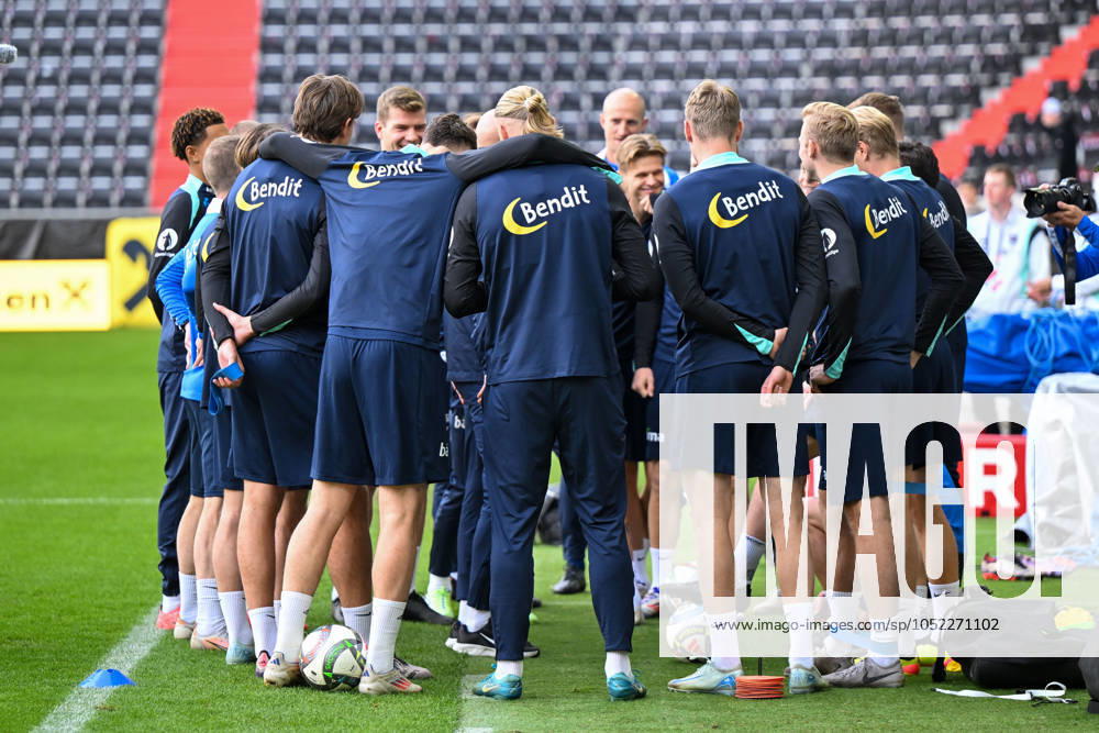 SOCCER - NL, AUT vs NOR LINZ,AUSTRIA,12.OCT.24 - SOCCER - UEFA Nations League, group stage, OEFB international match, Länderspiel, Nationalmannschaft Austria vs Norway, preview, training Team NOR. Image shows the team of NOR. GEPAxpictures xDanielaxMoser