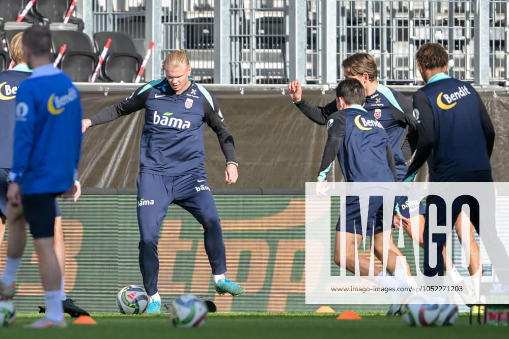 SOCCER - NL, AUT vs NOR LINZ,AUSTRIA,12.OCT.24 - SOCCER - UEFA Nations League, group stage, OEFB international match, Länderspiel, Nationalmannschaft Austria vs Norway, preview, training Team NOR. Image shows Erling Braut Haaland (NOR). GEPAxpictures xDanielaxMoser