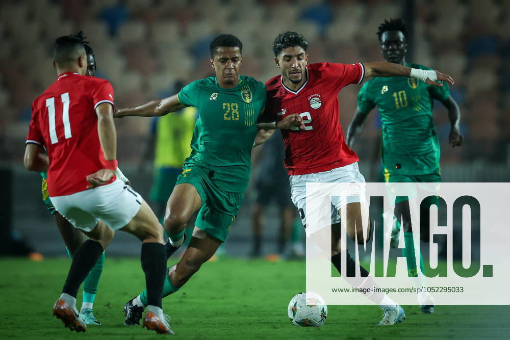 Egypt vs Mauritania - Africa Cup Of Nations Qualifier Omar Marmoush of Egypt battles for possession with Oumar Jacky Ngom of Mauritania during the Africa Cup of Nations Qualifiers 2025, match number 61, between Egypt and Mauritania at Cairo International Stadium in Cairo, Egypt, on October 11, 2024. Cairo Egypt