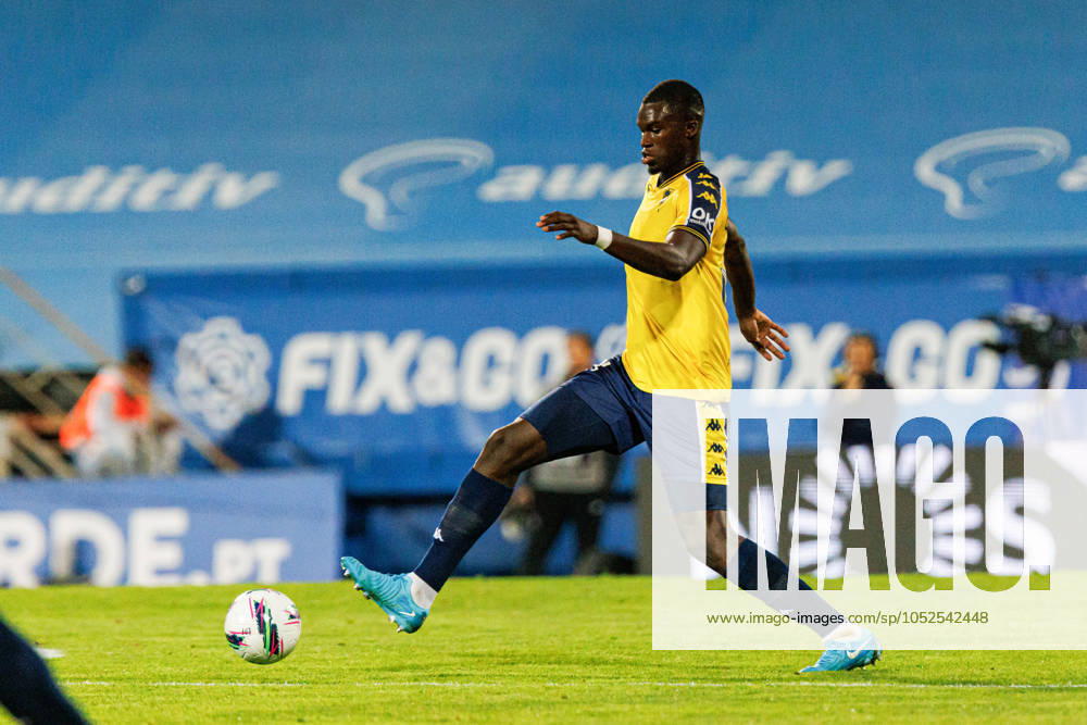 GD Estoril Praia Vs Sporting CP in Estoril, Portugal - 27 Sept 2024 Kevin Boma (GD Estoril Praia) seen in action during the Liga Portugal game between teams of GD Estoril Praia and Sporting CP at Estadio Antonio Coimbra da Mota. Final score; GD Estoril Praia 0:3 Sporting CP Estoril Portugal