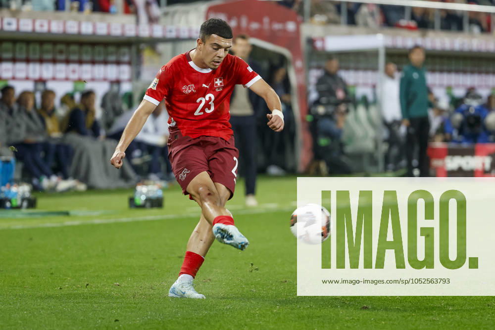 Zeki Amdouni Switzerland, 23 with a passport , UEFA , Nations League, Group A4, Switzerland vs Denmark, 15 10 2024, Kybunpark, St Gallen, Switzerland St Gallen Kybunpark St Gallen Switzerland