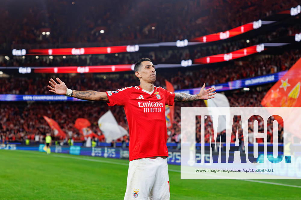 UEFA Champions League: Benfica Vs Atletico de Madrid in Portugal - 02 Oct 2024 Angel Di Maria (SL Benfica) celebrates after scoring a goal during the UEFA Champions League game between Benfica and Atletico de Madrid at Estadio do Lisboa e Benfica. Final score; Benfica 4:0 Atletico de Madrid. Lisbon Portugal