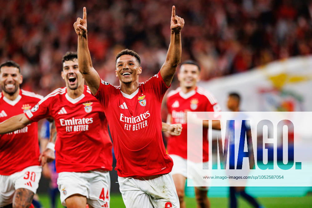 Alexander Bah (SL Benfica) celebrates with teammates after scoring a goal during the UEFA Champions League game between Benfica and Atletico de Madrid at Estadio do Lisboa e Benfica. Final score; Benfica 4:0 Atletico de Madrid. Lisbon Portugal - ZUMAs197 20241002_aaa_s197_479