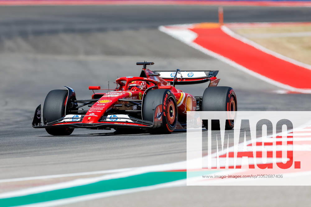 AUSTIN, TX - OCTOBER 19: Charles Leclerc (16) of Morocco and team Scuderia Ferrari drives during the Sprint Race at the Formula 1 Pirelli United States Grand Prix on October 19, 2024 at the Circuit of The Americas in Austin, TX. (Photo by Bob Kupbens Icon Sportswire) AUTO: OCT 19 F1 Pirelli United States Grand Prix Icon2410190931