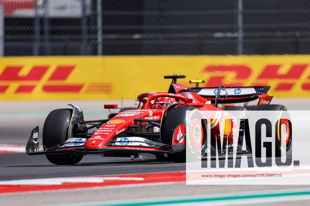 AUSTIN, TX - OCTOBER 19: Charles Leclerc (16) of Morocco and team Scuderia Ferrari drives during the Sprint Race at the Formula 1 Pirelli United States Grand Prix on October 19, 2024 at the Circuit of The Americas in Austin, TX. (Photo by Bob Kupbens Icon Sportswire) AUTO: OCT 19 F1 Pirelli United States Grand Prix Icon2410191541