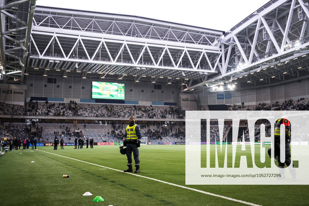 Security guards during the Allsvenskan football match between Hammarby and Djurgarden on October 20, 2024 in Stockholm