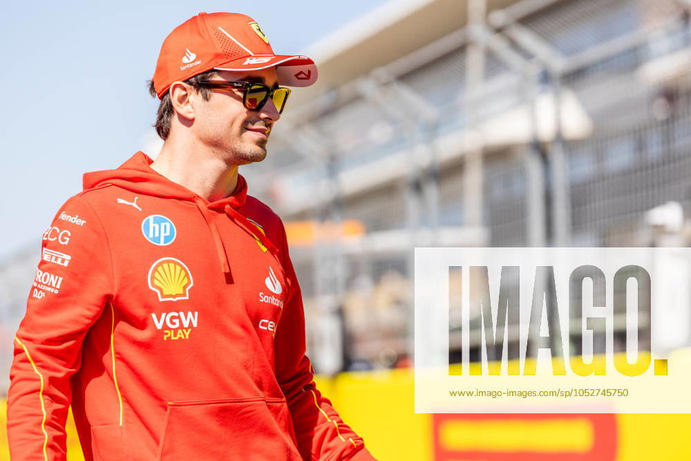 AUSTIN, TX - OCTOBER 20: Charles Leclerc (16) of Morocco and team Scuderia Ferrari during the drivers parade before the Formula 1 Pirelli United States Grand Prix on October 20, 2024 at the Circuit of The Americas in Austin, TX. (Photo by Bob Kupbens Icon Sportswire)(Photo by Bob Kupbens Icon Sportswire) AUTO: OCT 20 F1 Pirelli United States Grand Prix Icon2410200891