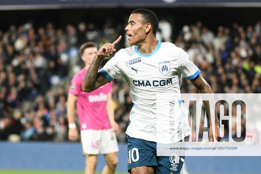 Celebration but Mason GREENWOOD (OM) lors du match Montpellier Herault SC vs. Olympique de Marseille pour la J8 de la Ligue 1 McDonald’s au Stade de la Mosson, le 20 octobre 2024. FOOTBALL : Montpellier Herault SC vs.Olympique de Marseille - Ligue McDonald?s - 20 10 2024 ValentinaClaret Panoramic