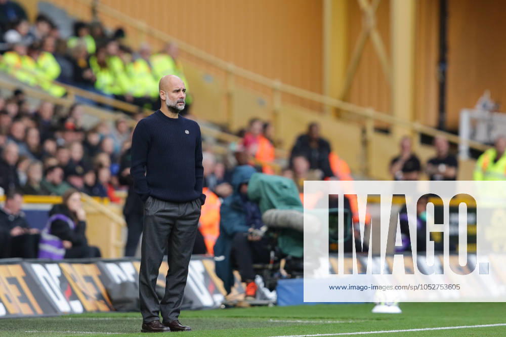 Wolverhampton Wanderers FC v Manchester City FC - Premier League Manchester City s manager Pep Guardiola is present during the Premier League match between Wolverhampton Wanderers and Manchester City at Molineux in Wolverhampton, on October 20, 2024. Wolverhampton West Midlands United Kingdom