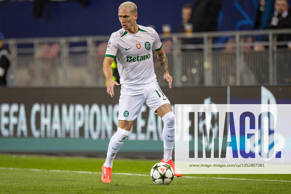 SOCCER - UEFA CL, Sturm vs Sporting KLAGENFURT,AUSTRIA,22.OCT.24 - SOCCER - UEFA Champions League, SK Sturm Graz vs Sporting CP. Image shows Nuno Santos (Sporting Lissabon). GEPAxpictures xMatthiasxTrinkl