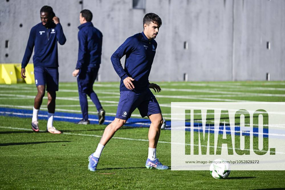 Gent s Tiago Araujo pictured in action during a training session of Belgian soccer team KAA Gent, Wednesday 23 October 2024 in Gent. The team is preparing for tomorrow s match against Norway s club Molde FK, in the second day of the group stage of UEFA Conference League tournament. TOM GOYVAERTS TomxGoyvaerts x103386824x