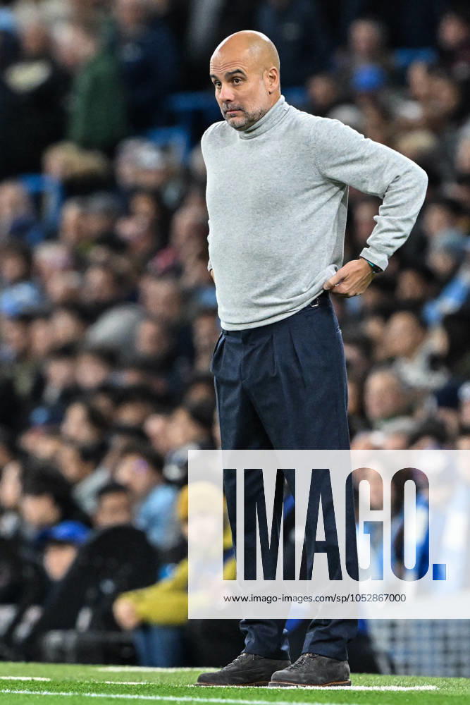 UEFA Champions League, League Stage Manchester City v Sparta Prague Pep Guardiola manager of Manchester City during the UEFA Champions League, League Stage Manchester City v Sparta Prague at Etihad Stadium, Manchester, United Kingdom, 23rd October 2024 (Photo by Cody Froggatt News Images) Manchester Etihad Stadium Manchester United, ManU Kingdom