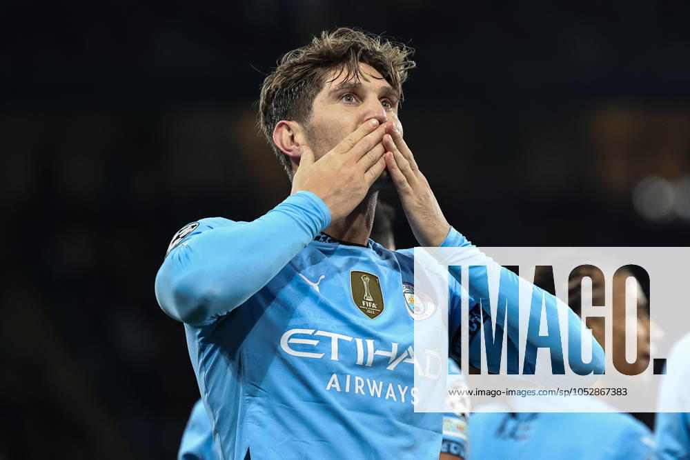 UEFA Champions League, League Stage Manchester City v Sparta Prague John Stones of Manchester City celebrates his goal to make it 3-0 during the UEFA Champions League, League Stage Manchester City v Sparta Prague at Etihad Stadium, Manchester, United Kingdom, 23rd October 2024 (Photo by Mark Cosgrove News Images) Manchester Etihad Stadium Manchester United, ManU Kingdom