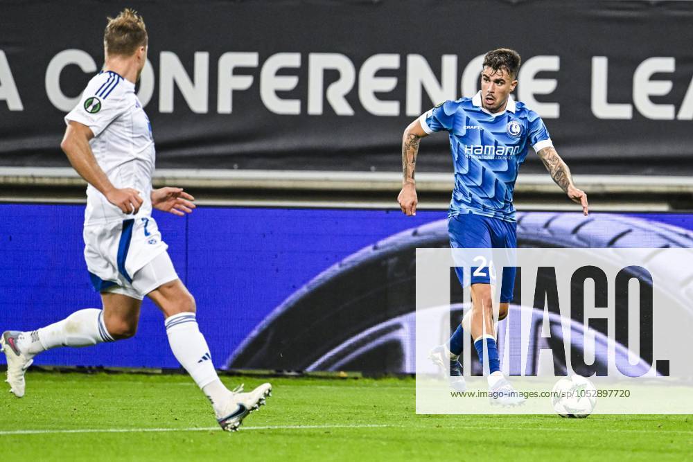 Gent s Tiago Araujo pictured in action during a soccer match between Belgian KAA Gent and Norwegian Molde FK, Thursday 24 October 2024, in Gent, on the second day of the group stage of the UEFA Conference League tournament. TOM GOYVAERTS TomxGoyvaerts x103510595x