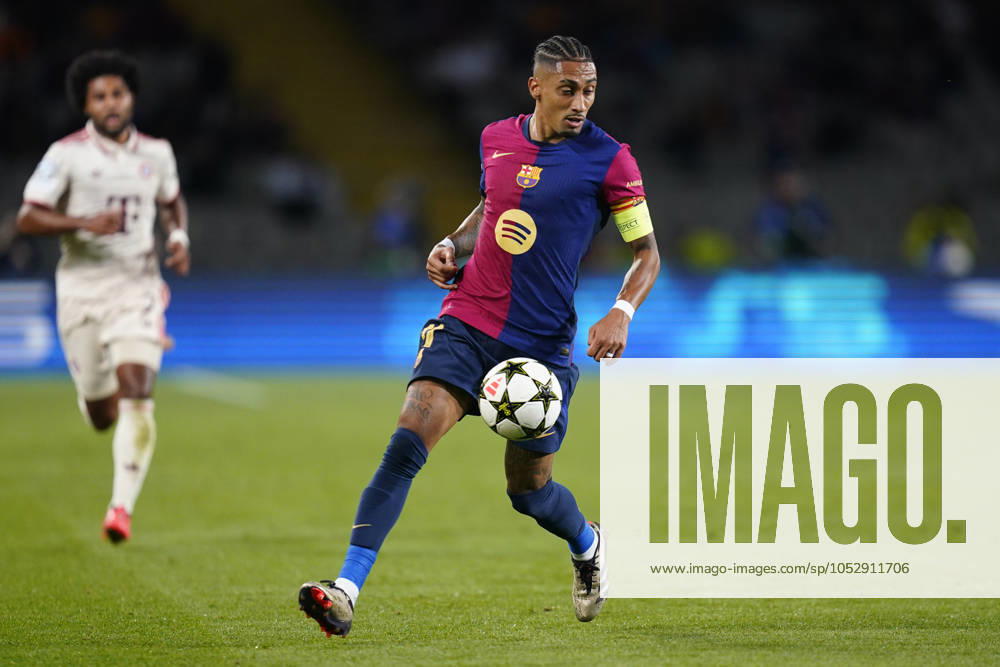 ESP: FC Barcelona, Barca and Bayern Munich. UEFA Champions League. Date 3. Raphael Dias Belloli Raphinha of FC Barcelona during the UEFA Champions League match between FC Barcelona and Bayern Munich played at Lluis Companys Stadium on October 23, 2024 in Barcelona, Spain. kpng