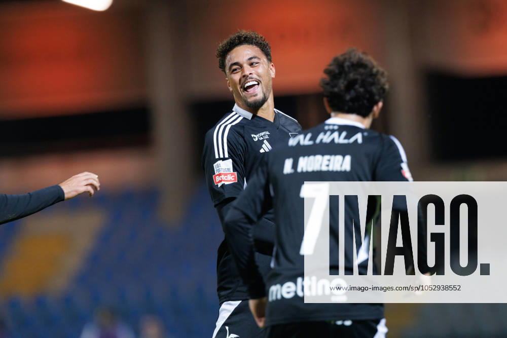 Ruben Kluivert seen celebrating after scoring goal during Liga Portugal game between teams of Casa Pia AC and CD Nacional at Estadio Municipal Rio Maior (Maciej Rogowski) Rio Maior Estadio Municipal Rio Maior Portugal