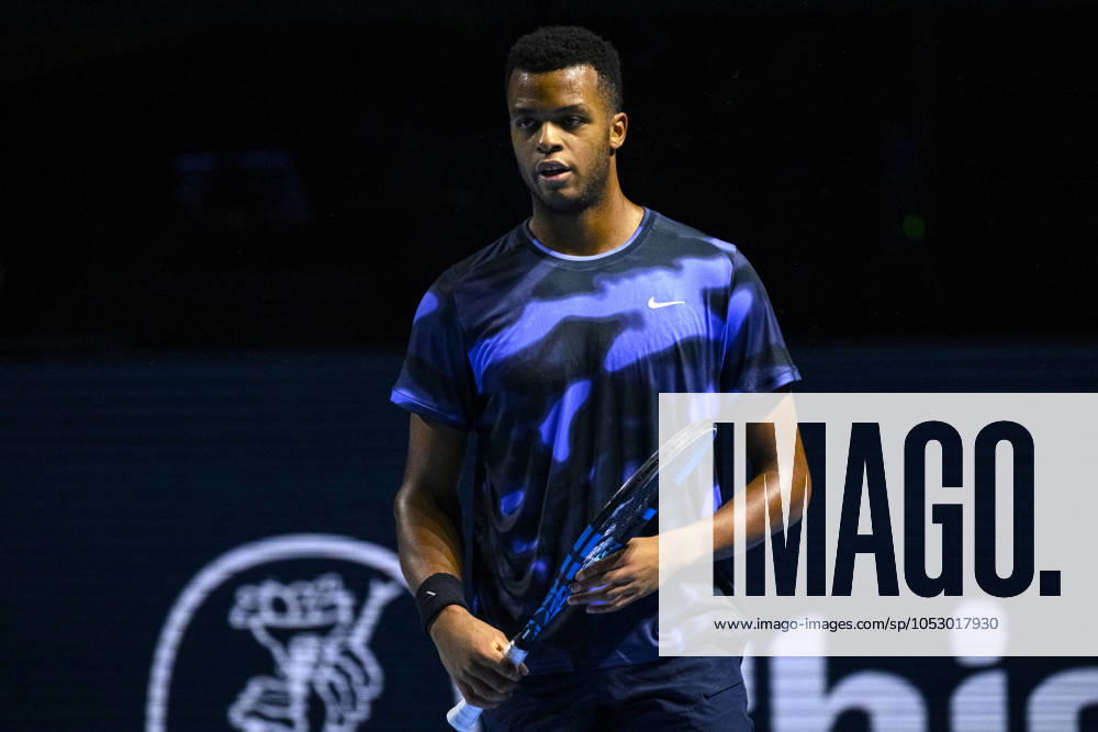 BASEL, SWITZERLAND OCTOBER 26 Giovanni Mpetshi Perricard of France walks in the court during his match against Holger Rune of Norway during the Swiss Indoors Basel Day 6 at St Jakobshalle on October 26, 2024 in Basel, Switzerland Photo by JustPictures Basel St Jakobshalle Basel Stadt Switzerland