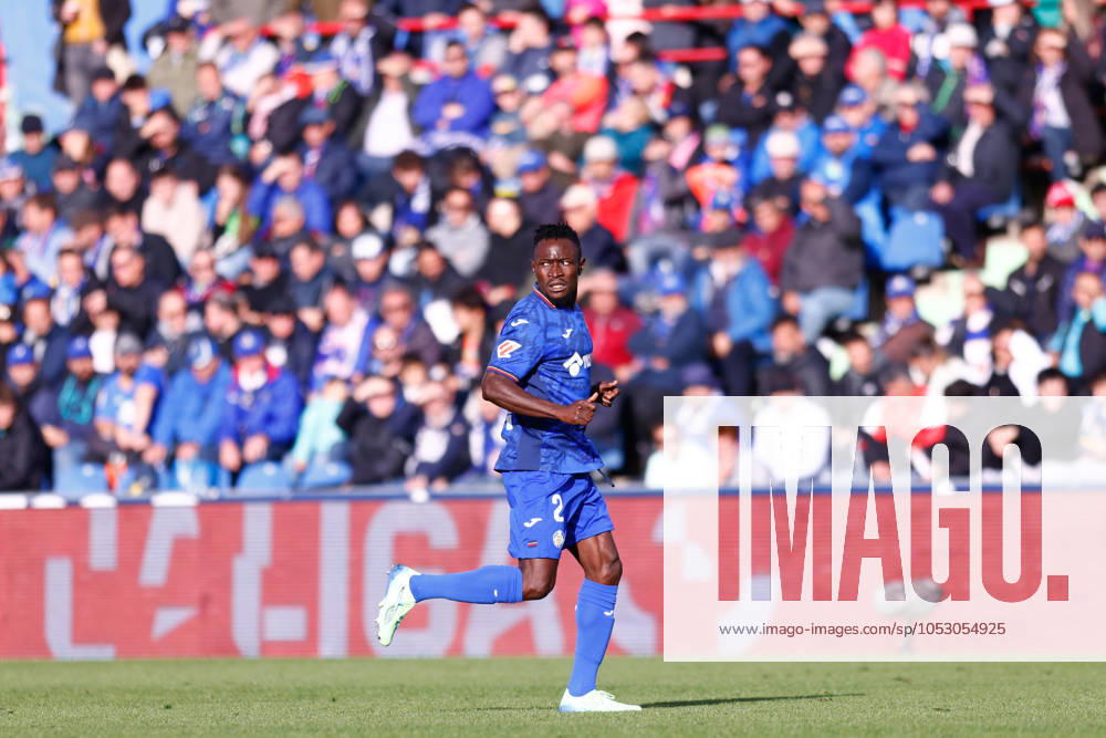 Dakonam Djene of Getafe CF in action during the Spanish League, LaLiga EA Sports, football match played between Getafe CF and Valencia CF at Coliseum de Getafe stadium on October 27, 2024, in Getafe, Spain. Getafe SPAIN - ZUMAa181 20241027_zaa_a181_164