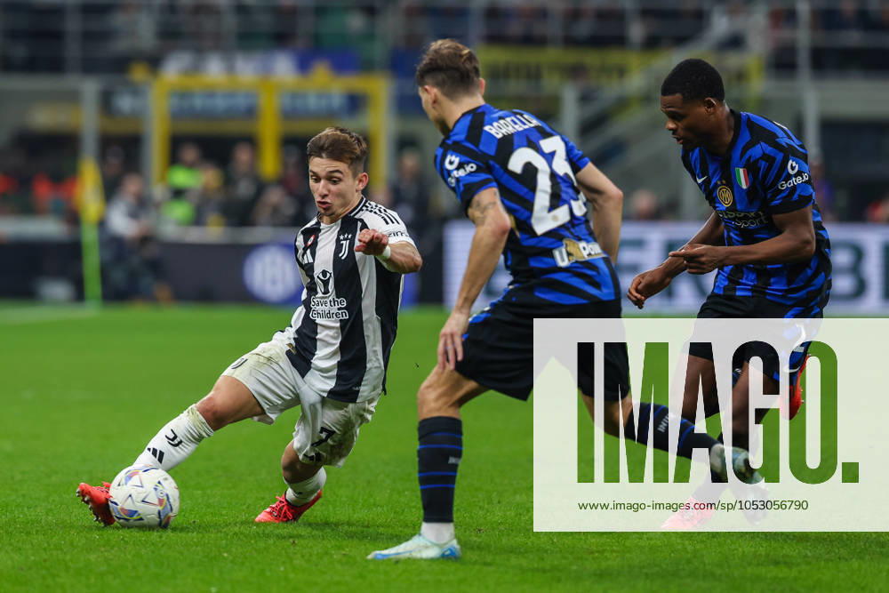 Francisco Conceicao of Juventus FC seen in action during Serie A 2024 25 football match between FC Internazionale and Juventus FC at San Siro Stadium
