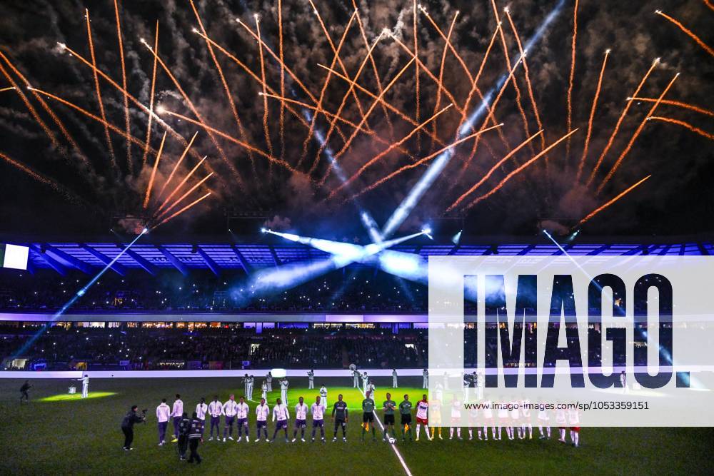 RSC Anderlecht v KV Kortrijk - Jupiler Pro League ANDERLECHT, BELGIUM - NOVEMBER 03 : Lightshow and fireworks before the Jupiler Pro League match between RSC Anderlecht and KV Kortrijk on November 3, 2024 in Anderlecht, Belgium, 03 11 2024 Anderlecht Belgium