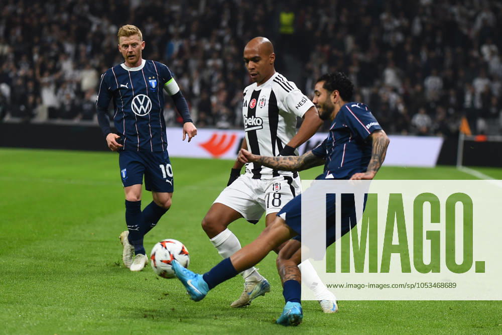 Joao Mario (18) of Besiktas JK and Sergio Pena (8) of Malmö FF during the UEFA Europa League 2024 25 League Phase MD4 match between Besiktas JK and Malmö FF at Besiktas Park on November 6, 2024 in Istanbul, Turkey. (Photo by Seskimphoto ) Besiktas JK v Malmö FF -- UEFA Europa League 2024 25 League match
