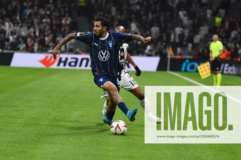Joao Mario (18) of Besiktas JK and Sergio Pena (8) of Malmö FF during the UEFA Europa League 2024 25 League Phase MD4 match between Besiktas JK and Malmö FF at Besiktas Park on November 6, 2024 in Istanbul, Turkey. (Photo by Seskimphoto ) Besiktas JK v Malmö FF -- UEFA Europa League 2024 25 League match