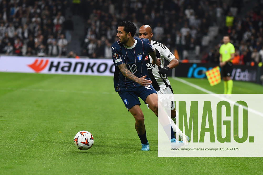 Joao Mario (18) of Besiktas JK and Sergio Pena (8) of Malmö FF during the UEFA Europa League 2024 25 League Phase MD4 match between Besiktas JK and Malmö FF at Besiktas Park on November 6, 2024 in Istanbul, Turkey. (Photo by Seskimphoto ) Besiktas JK v Malmö FF -- UEFA Europa League 2024 25 League match