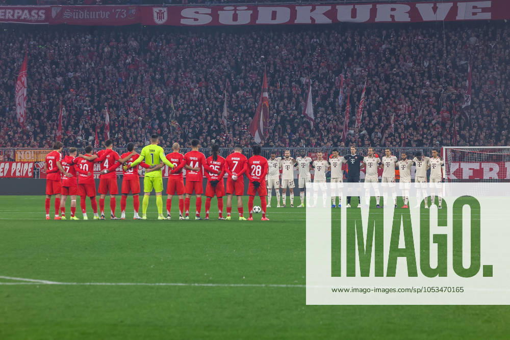 Munich, Alianz Arena UEFA Champions League 2024 25 on 6 11 2024 Matchday 4 FC Bayern Munich SL Benfica v l , minute of silence before the match