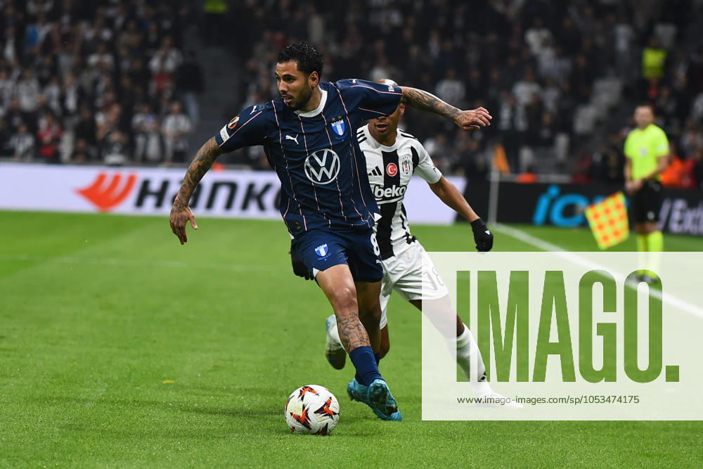 Joao Mario (18) of Besiktas JK and Sergio Pena (8) of Malmö FF during the UEFA Europa League 2024 25 League Phase MD4 match between Besiktas JK and Malmö FF at Besiktas Park on November 6, 2024 in Istanbul, Turkey. Istanbul Turkey