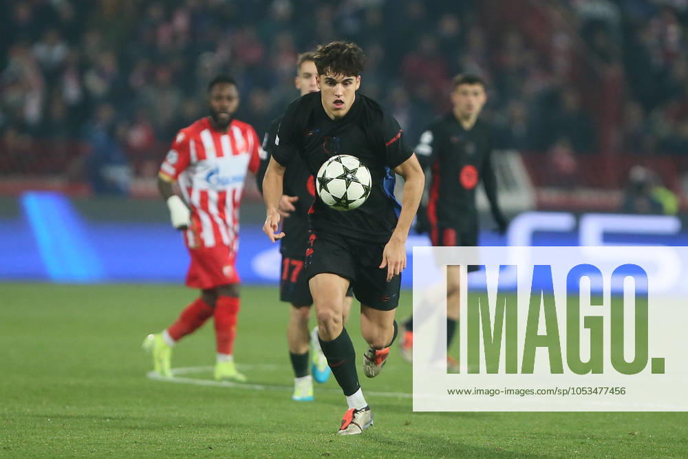 CRVENA ZVEZDA vs BARCELONA PAU CUBARSI Barcelona football player at the UEFA Champions League match against Red Star at the Rajko Mitic stadium, Belgrade 06.11.2024. Ivica Veselinov MN PRESS Photo FOOTBALL, FOOTBALL, UEFA CHAMPIONS LEAGUE, LIGA CHAMPIONA, RED STAR, BARCELONA Belgrade Stadion Rajko Mitic Serbia