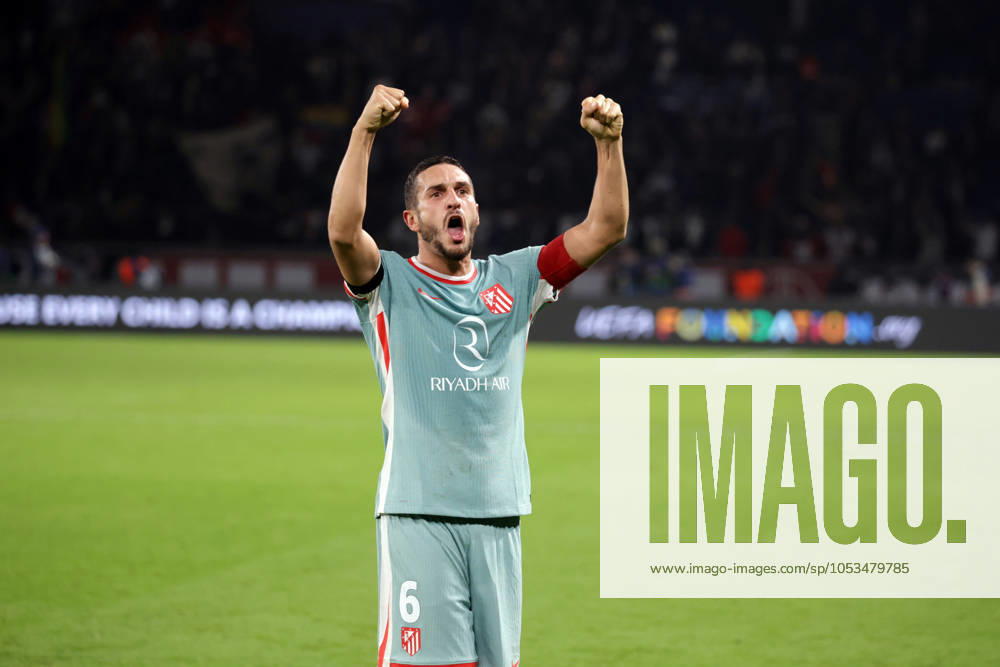 France - UEFA Champions League Paris Saint Germain vs. Atletico de Madrid - 06 11 2024 FRANCE, PARIS, NOVEMBER 06.Koke of Atletico de Madrid celebrates the victory at the end of the UEFA Champions League football match between Paris Saint Germain and Atletico de Madrid on November 06, 2024 at Parc des Princes in Paris, France. Photo by Manuel Blondeau AOP.Press Paris Parc des Princes France