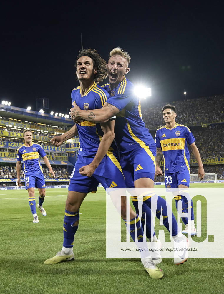 Edinson Cavani and Juan Barinaga celebrate Boca Juniors vs Godoy Cruz Torneo de la Liga Profesional Argentina 2024 November 6, 2024 Estadio Alberto J Armando La Bombonera Foto Javier Garcia Martino Prensa CABJ